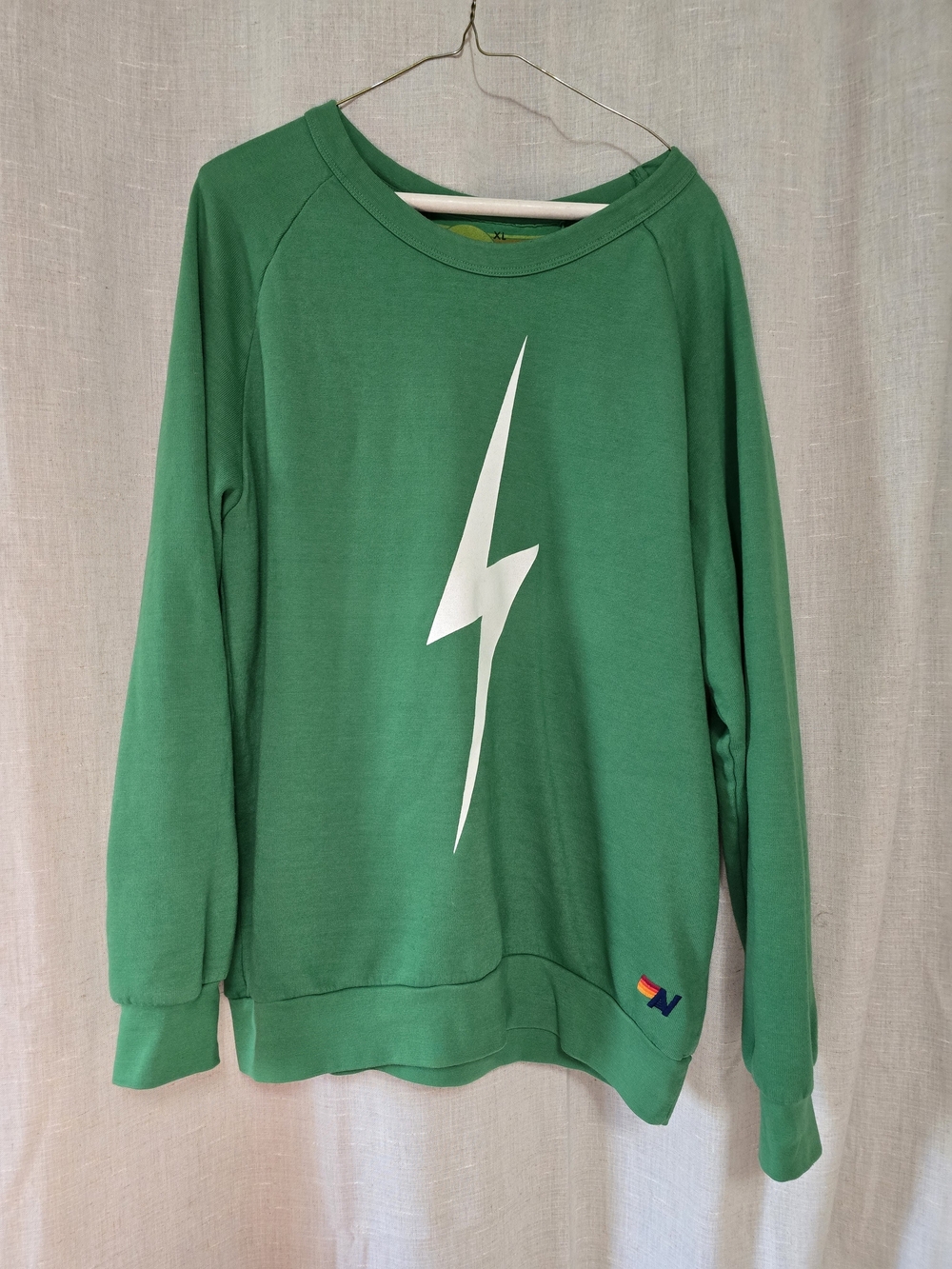 Aviator Nation Kelly Green Lightning Bolt Sweatshirt XL Excellent!